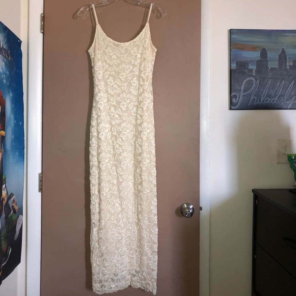 Formal lace dress w/ long sleeve button jacket